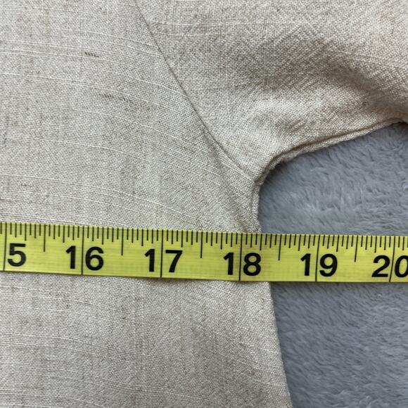 Anysize Lantern Dress Womens S Beige Linen Blend 3/4 Sleeve Pockets Lagenlook - Picture 8 of 9